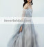 Off Shoulder A line Chiffon Ruffle Long Evening Prom Dresses, 17652