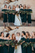 Off Shoulder Dark Green Short Cheap Bridesmaid Dresses Online, WG766
