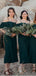 Off Shoulder Dark Green Short Cheap Bridesmaid Dresses Online, WG766