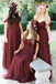 Off Shoulder Dusty Red Long Bridesmaid Dresses Online, Cheap Bridesmaids Dresses, WG744