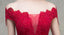 Off Shoulder Red Lace Beaded A-line Long Evening Prom Dresses, Evening Party Prom Dresses, 12328