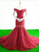 Off Shoulder Red Mermaid Evening Prom Dresses, Evening Party Prom Dresses, 12266