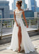 Off Shoulder See Through Cheap Wedding Dresses Online, Side Slit A-line Bridal Dresses, WD444