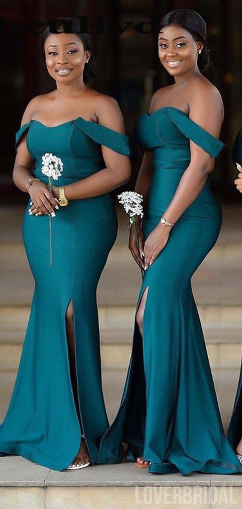 Off Shoulder Teal Mermaid Cheap Bridesmaid Dresses Online, WG781