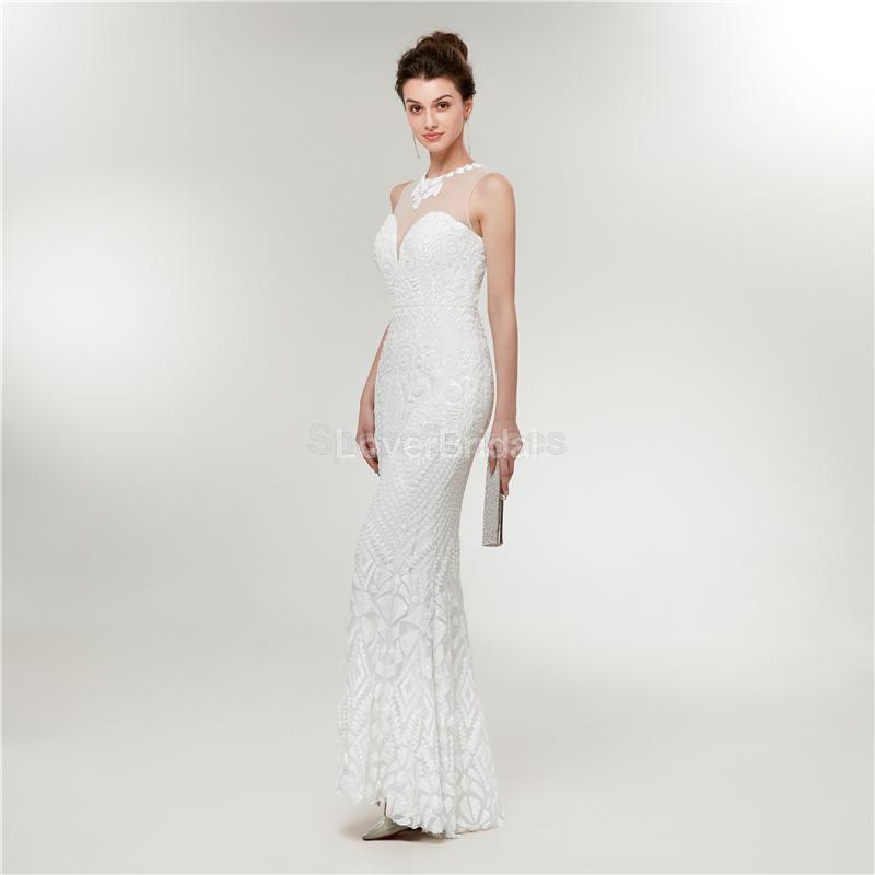 Off White Lace Mermaid Evening Prom Dresses, Evening Party Prom Dresses, 12017