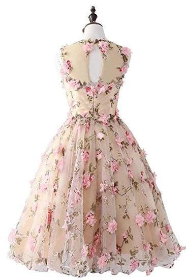 Open Back Lace Flower Cheap Homecoming Dresses Online, Cheap Short Prom Dresses, CM743