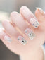 Rhinestone Fake Nails, False Nails Bling Wedding Press On Nails With Design For Women And Girls