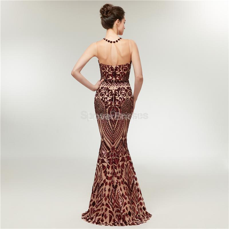 Rose Gold Sequin Sparkly Mermaid Evening Prom Dresses, Evening Party Prom Dresses, 12011