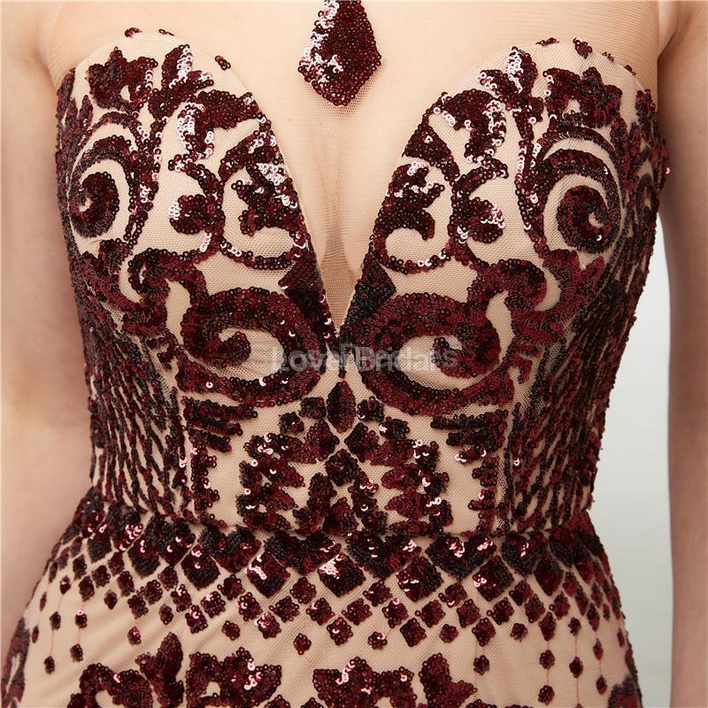 Rose Gold Sequin Sparkly Mermaid Evening Prom Dresses, Evening Party Prom Dresses, 12011