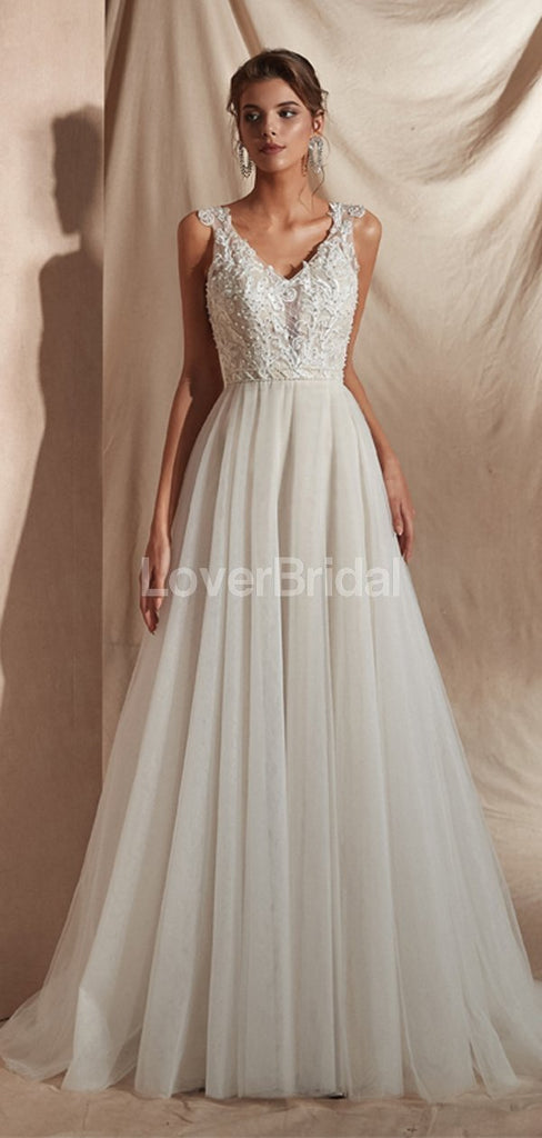 See Through Cap-Sleeves A-line Cheap Wedding Dresses Online, Cheap Bridal Dresses, WD579