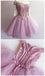 See Through Pink Lace Beaded Cute Homecoming Prom Dresses, Affordable Short Party Prom Sweet 16 Dresses, Perfect Homecoming Cocktail Dresses, CM347