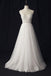 See Through V Neck Lace Cheap Custom A-line Long Wedding Bridal Dresses, WD290