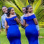 Sexy Blue Mermaid Off Shoulder Side Slit Long Bridesmaid Dresses,WG1051
