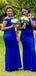 Sexy Blue Mermaid Off Shoulder Side Slit Long Bridesmaid Dresses,WG1051