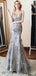 Sexy Grey Mermaid Spaghetti Straps V-neck Backless Long Party Prom Dresses Online,12365