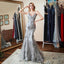 Sexy Grey Mermaid Spaghetti Straps V-neck Backless Long Party Prom Dresses Online,12365