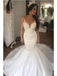 Sexy Long Mermaid Sleeveless V-neck Lace Wedding Dresses,WD767