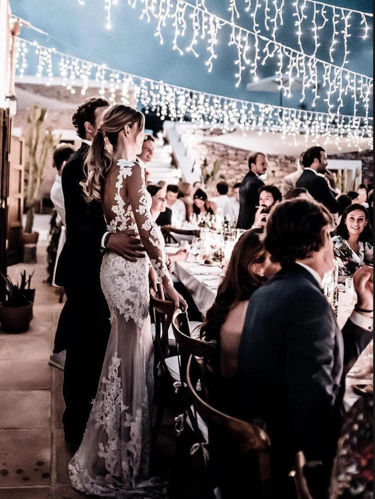Sexy Long Sleeves Open Back Mermaid Wedding Dresses Online, Cheap Wedding Gown, WD659