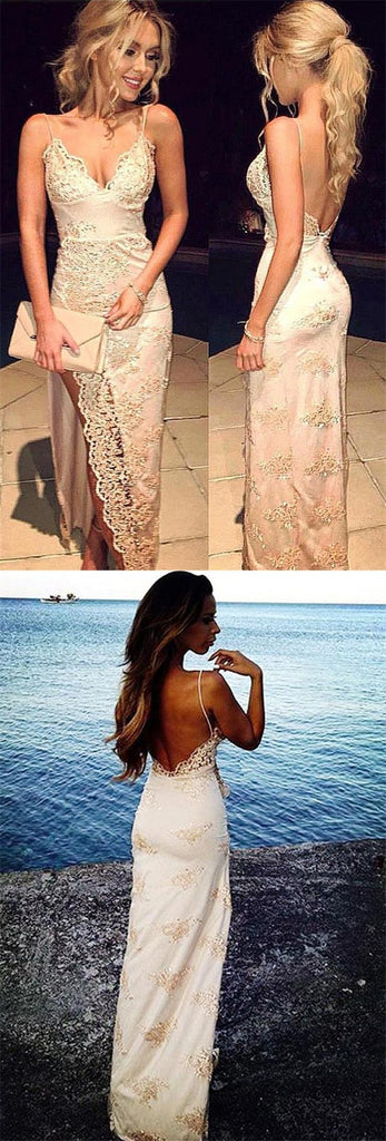 Sexy Mermaid Spaghetti Straps V-neck Backless Long Prom Dresses Online,12545