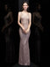 Sexy Mermaid  V Neck Champagne Gold Long Evening Prom Dresses, Evening Party Prom Dresses, 12319
