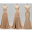 Sexy Mismatched Side Slit Long Gold Bridesmaid Dresses, WG229