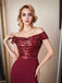 Sexy Red Mermaid Off Shoulder Sequin Long Party Prom Dresses Online,12363