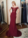 Sexy Red Mermaid Off Shoulder Sequin Long Party Prom Dresses Online,12363
