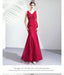 Sexy Red Mermaid V-neck Lace Applique Long Prom Dresses Online,12564
