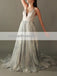 Sexy Spaghetti Straps Deep V Neck Chiffon Long Evening Prom Dresses, 17651