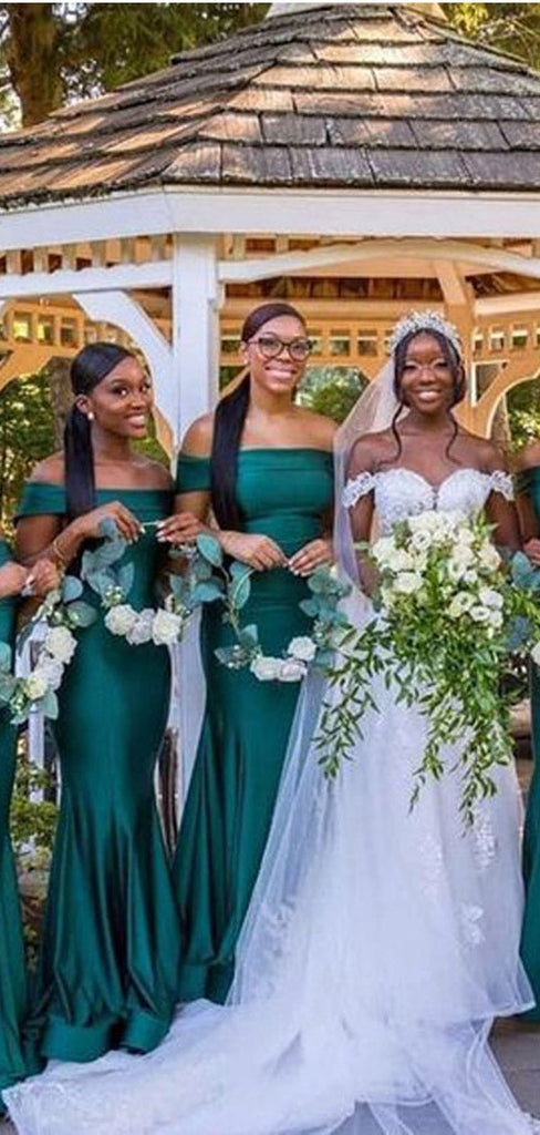 Sexy Teal Mermaid Off Shoulder Cheap Long Bridesmaid Dresses,WG1182