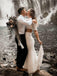 Sexy Two Pieces Mermaid Lace Wedding Dresses, Cheap Wedding Gown, WD692