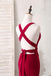 Sexy V Neck Dark Red Mermaid Long Evening Prom Dresses, 17657