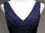Sexy V Neck Navy Blue Beaded A-line Long Evening Prom Dresses, 17622