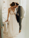 Sexy V Neck See Through Cheap Wedding Dresses, Beaded A-line Bridal Dresses, WD434