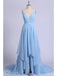 Side Slit V-Neck Blue Chiffon Cheap Wedding Dresses Online, Cheap Unique Bridal Dresses, WD609