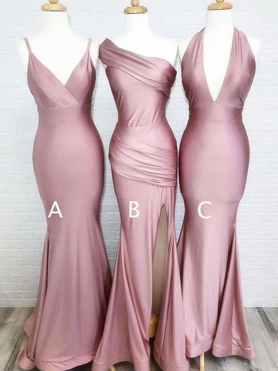 Simple Dusty Rose Cheap Mermaid Long Bridesmaid Dresses Online, WG548