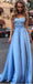 Simple Lace Bodice Sweetheart  A-line Long Evening Prom Dresses, 17645