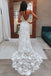 Spaghetti Straps Backless Long Mermaid Lace Wedding Dresses,WD747