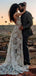 Spaghetti Straps Backless Long Mermaid Lace Wedding Dresses,WD747