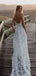 Spaghetti Straps Long Mermaid Backless Lace Wedding Dresses,WD735
