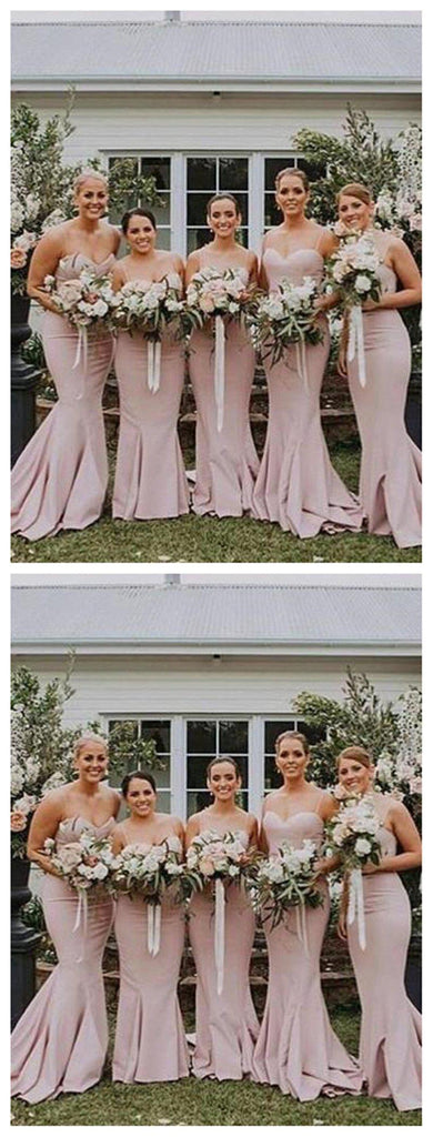 Spaghetti Straps Mermaid Simple Long Cheap Bridesmaid Dresses Online, WG264