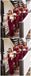Spaghetti Straps Side Slit Maroon Mermaid Cheap Long Cheap Bridesmaid Dresses Online, WG650