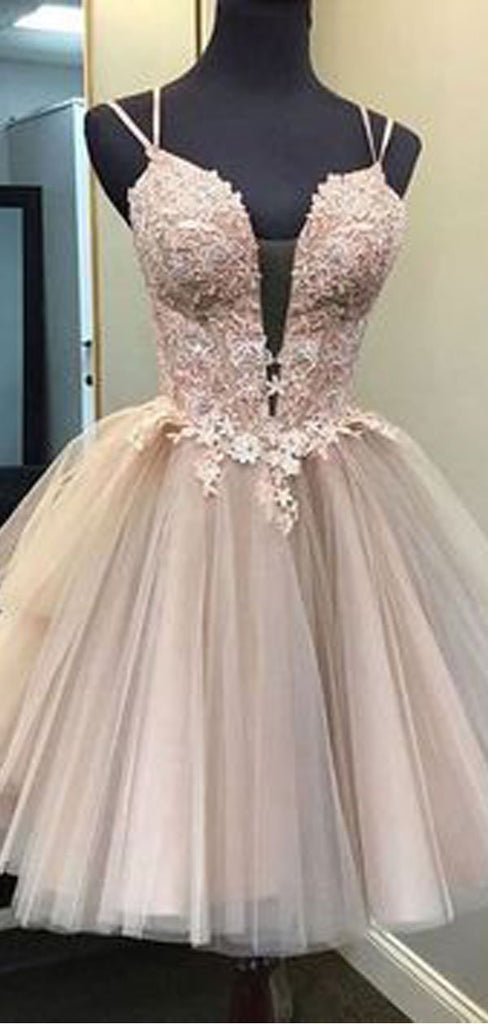 Spaghetti Straps V-neck Short Homecoming Dresses Online, Cheap Short Prom Dresses, CM868