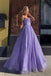 Sparkly Purple A-line Spaghetti Straps Cheap Long Prom Dresses Online,12501