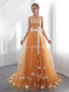 Strapless Orange Tulle ButterFly Evening Prom Dresses, Evening Party Prom Dresses, 12024