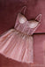 Straps Rhinestone See Through Dusty Pink Homecoming Dresses Online, Cheap Short Prom Dresses, CM819