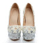 Super High Heels Handmade Pearls Rhinestone Pointed Toe Crystal Wedding Shoes, S032