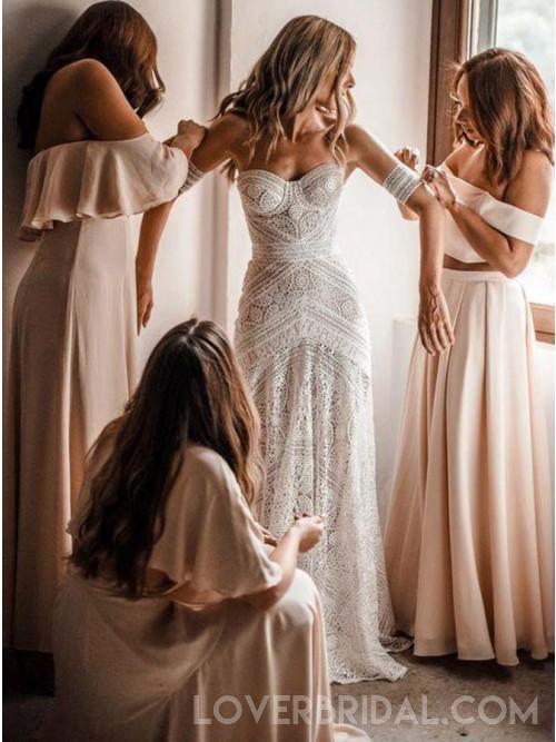 Sweetheart Lace Mermaid Wedding Dresses Online, Cheap Lace Bridal Dresses, WD460