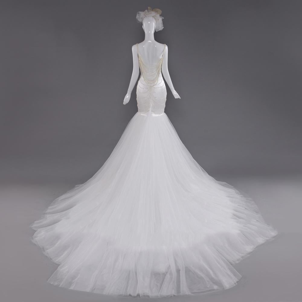 Sweetheart Sexy Backless Mermaid Pearls Beaded Wedding Bridal Dresses, Cheap Custom Made Wedding Bridal Dresses, WD277