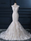 Two Straps V Neckline Pearls Beaded Lace Mermaid Wedding Bridal Dresses, Cheap Custom Made Wedding Bridal Dresses, WD273
